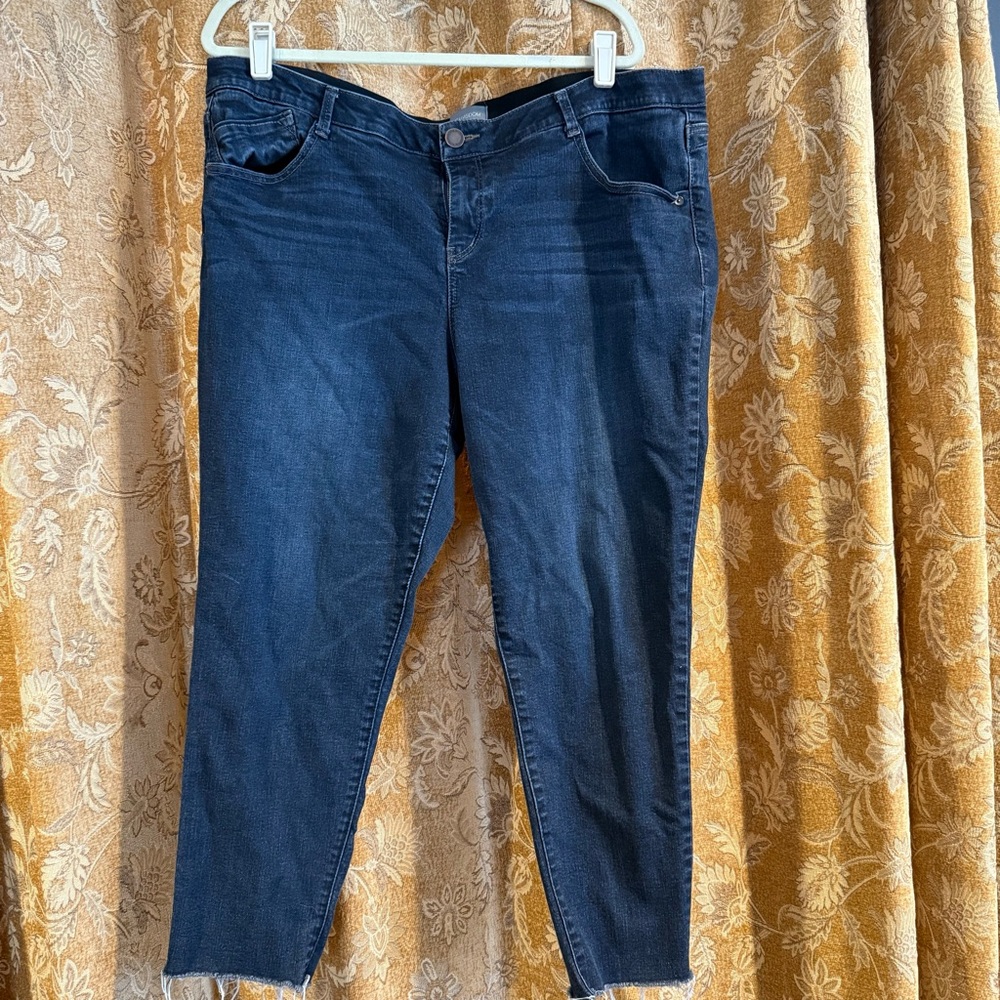 Wit & Wisdom Skinny Jeans Stretch Waist Fringe Hem 22W